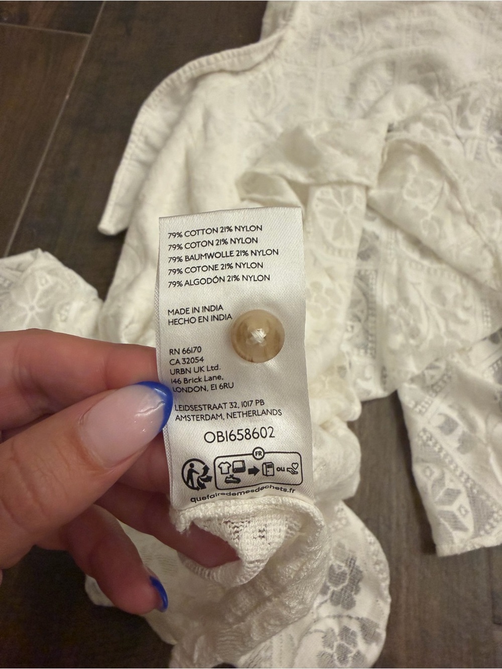 Anthropologie White Lace Button-Up Shirt - Picture 6 of 6